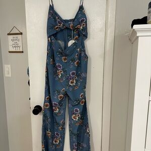 Petal & Pup Floral Teal Jumpsuit